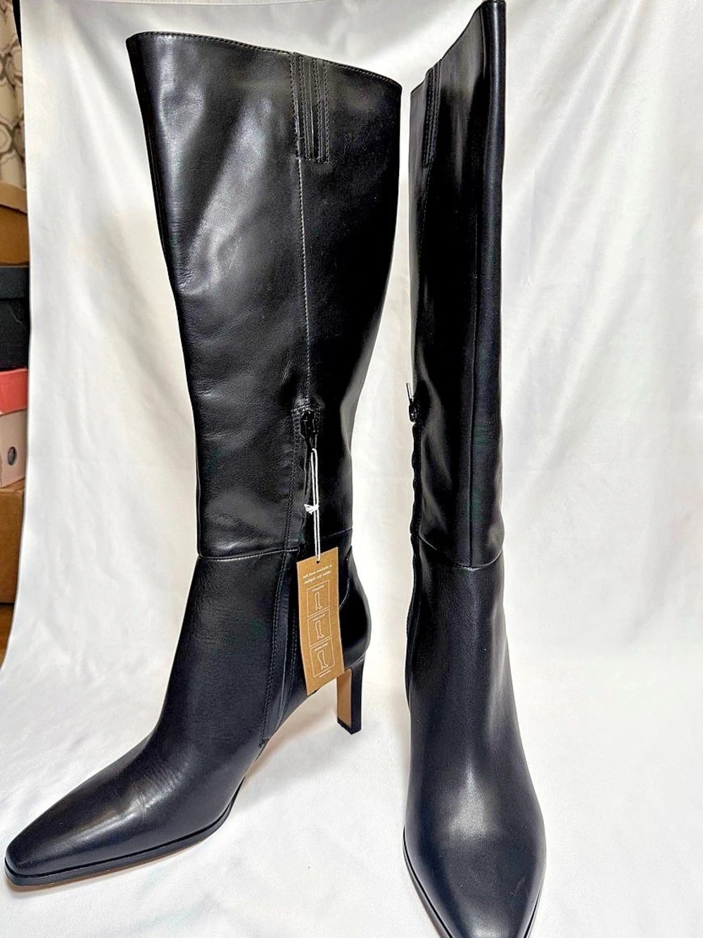 NEW Dolce Vita Emmi Knee Boots Black Leather Size - 9.5 Retail $275